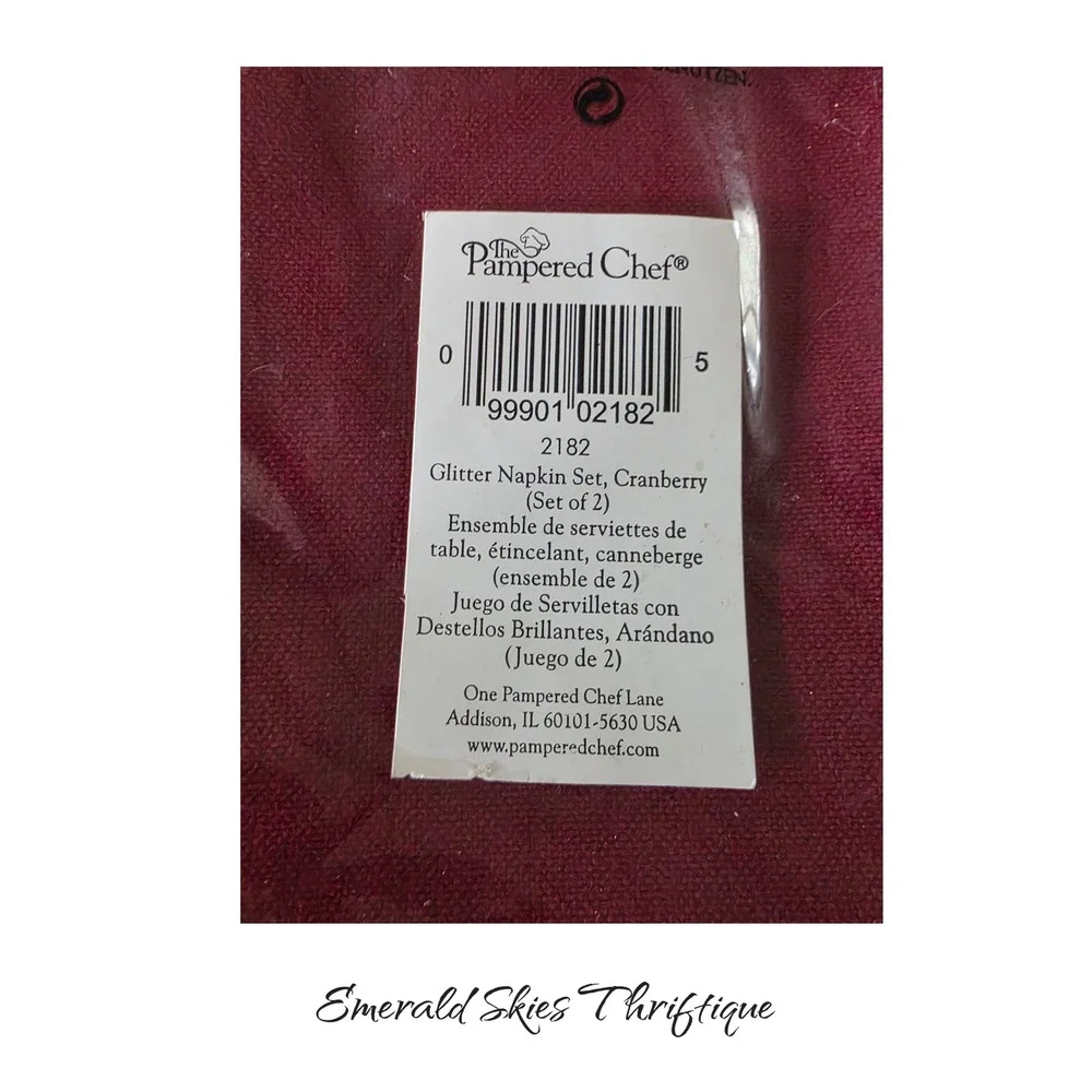 Pampered chef cranberry napkins and tassel napkin rings 2 packs nip free ship